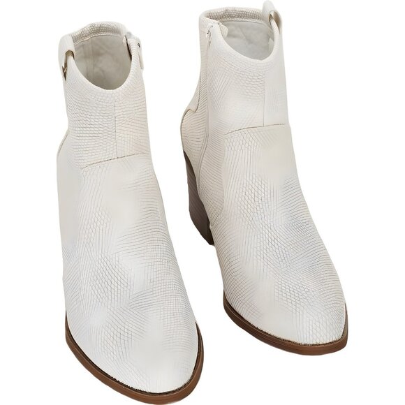 Dirty Laundry Unite Natural Metallic Western Ankle Boots Cream Block Heel US 10 - Picture 1 of 6